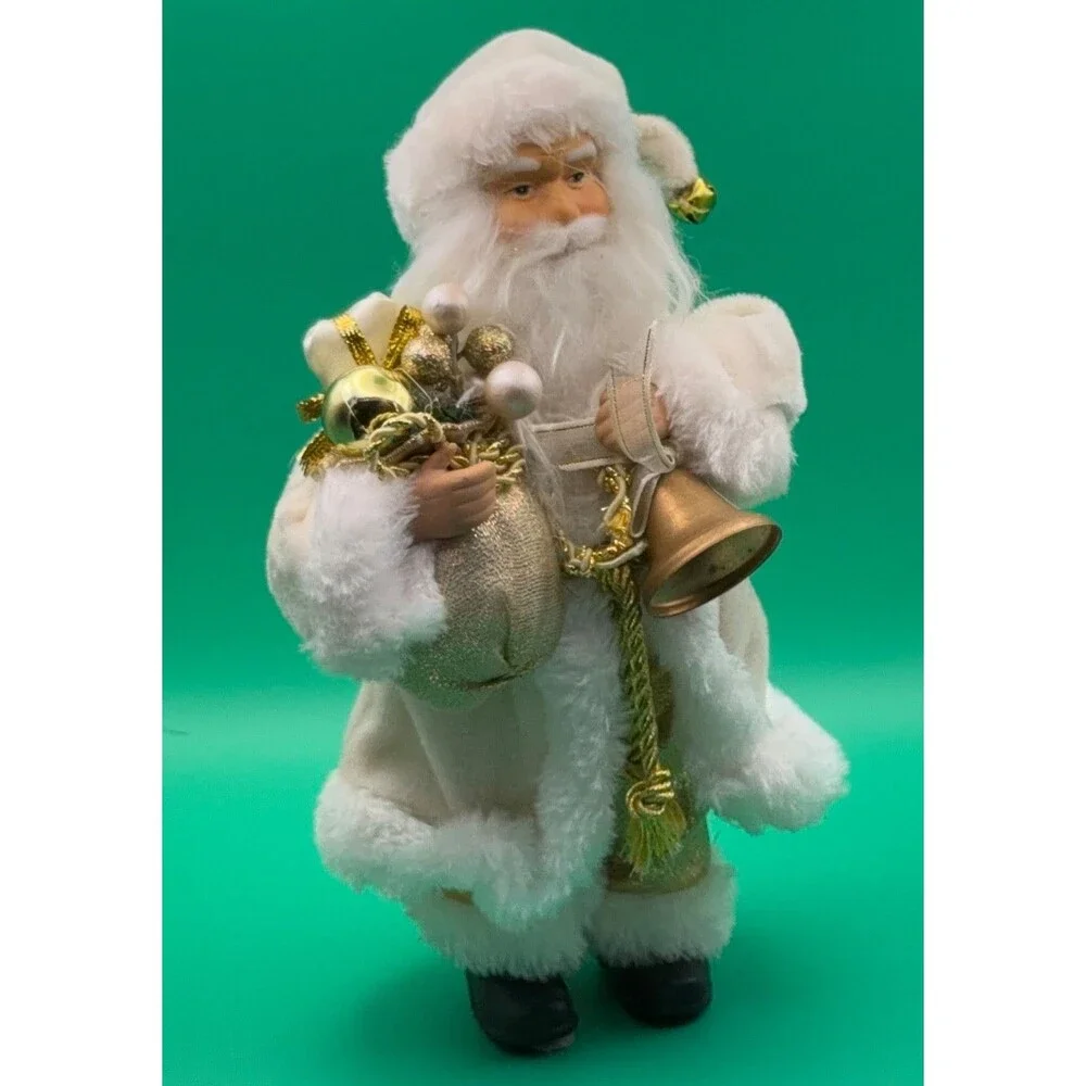 Christmas Old World Santa Claus White and Gold Standing Figurine